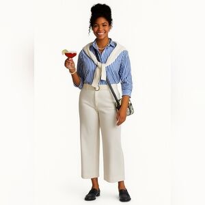 Ralph Lauren 16 White Cropped  Wide Leg Ankle Culotte Gaucho Palazzo Sailor